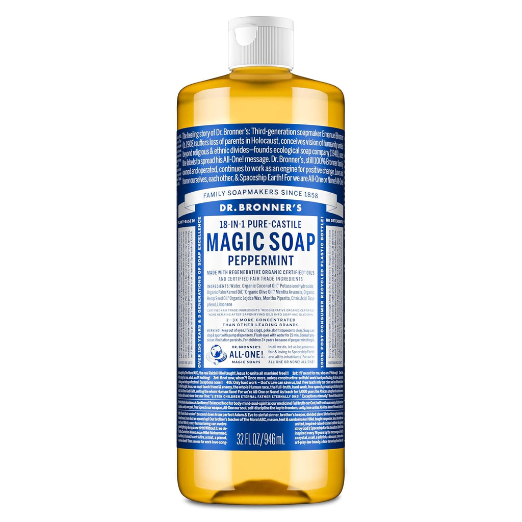 Dr. Bronner's Pure-Castile Magic Liquid Soap - Made with Regenerative Organic Certified Oils- 18-in-1 Uses for Face, Body,