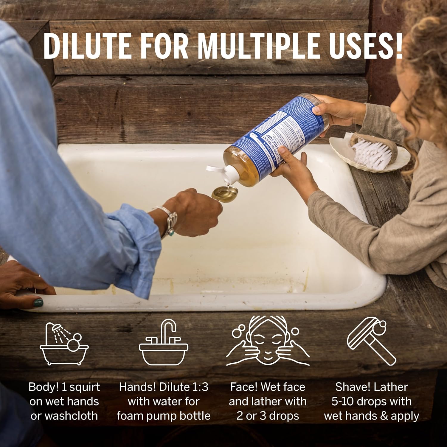 Dr. Bronner's Pure-Castile Magic Liquid Soap - Made with Regenerative Organic Certified Oils- 18-in-1 Uses for Face, Body,