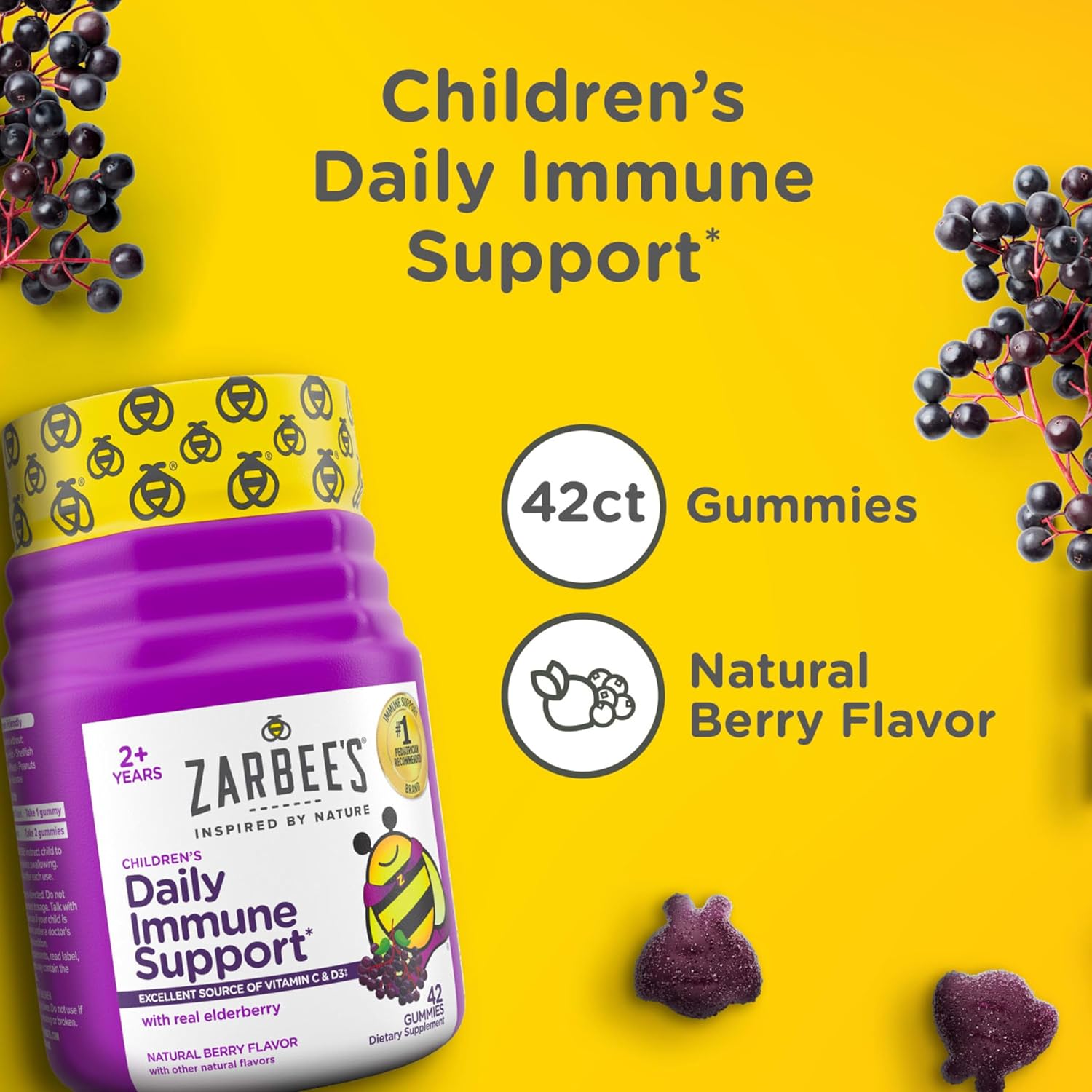 Zarbee’s Kids Elderberry Immune Support Supplement Gummies,