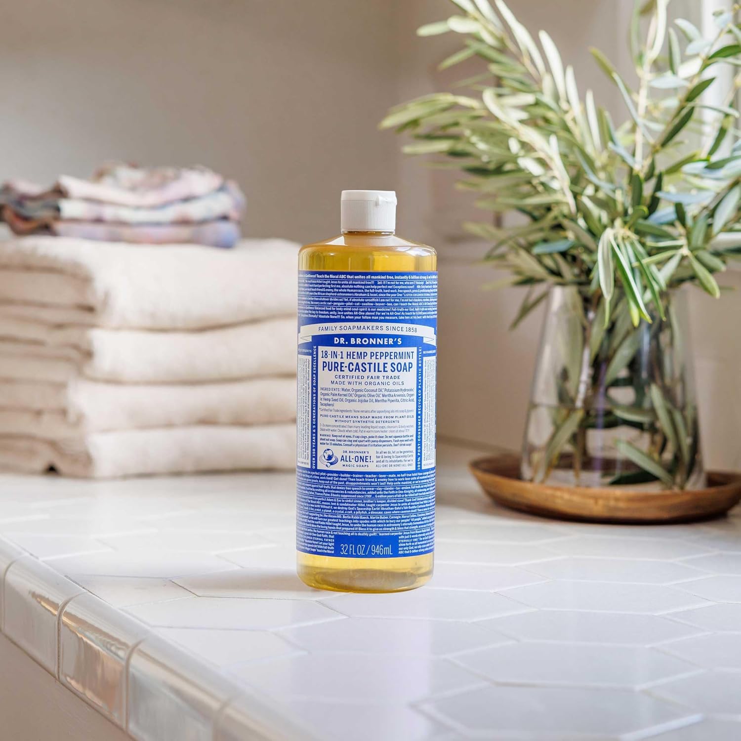 Dr. Bronner's Pure-Castile Magic Liquid Soap - Made with Regenerative Organic Certified Oils- 18-in-1 Uses for Face, Body,