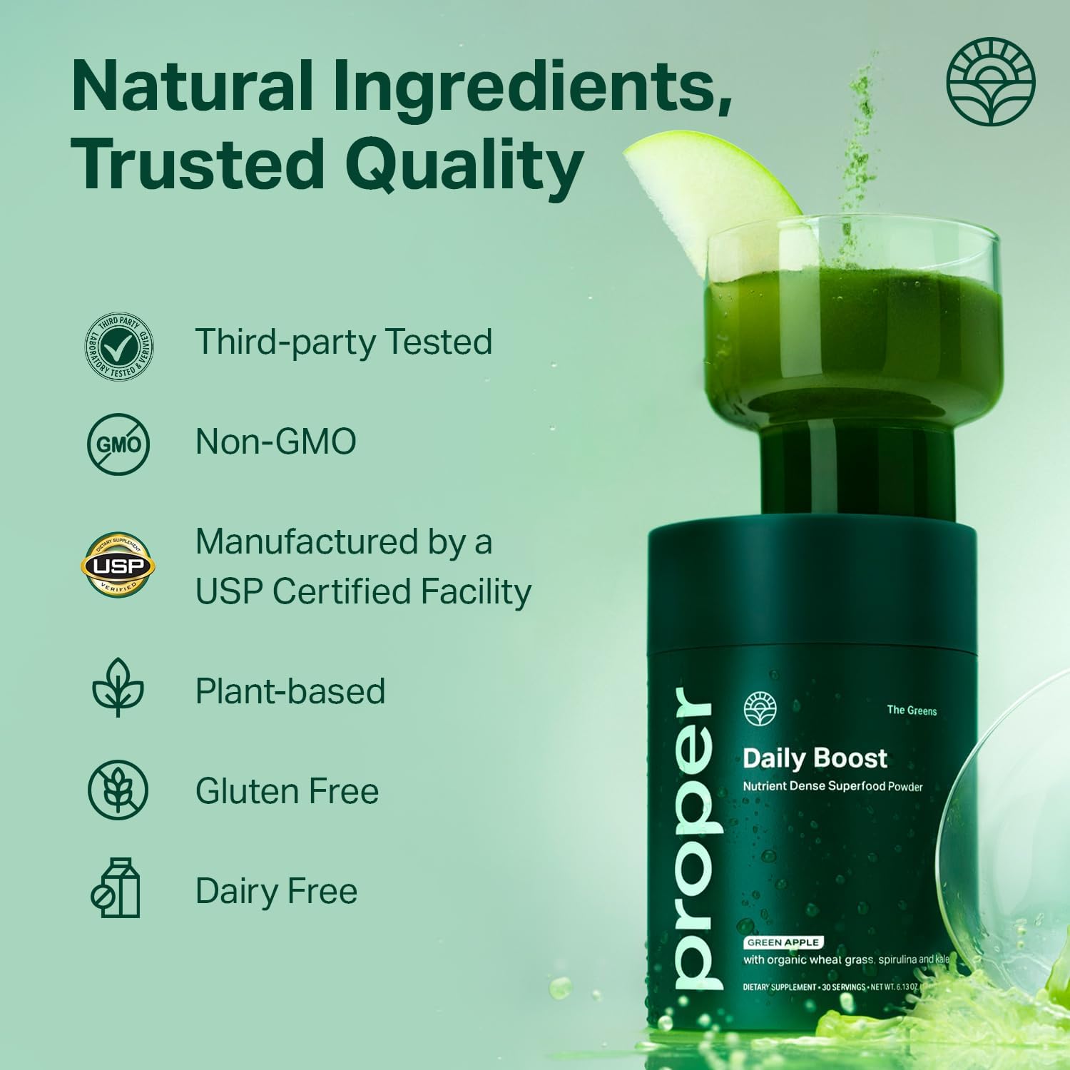 Proper, The Greens Daily Boost Organic Greens Powder. Whole Food.