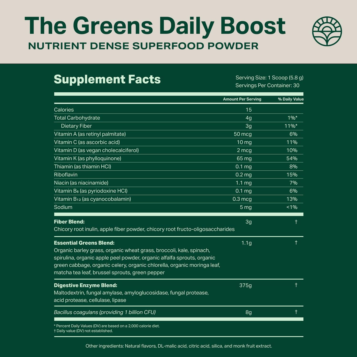 Proper, The Greens Daily Boost Organic Greens Powder. Whole Food.