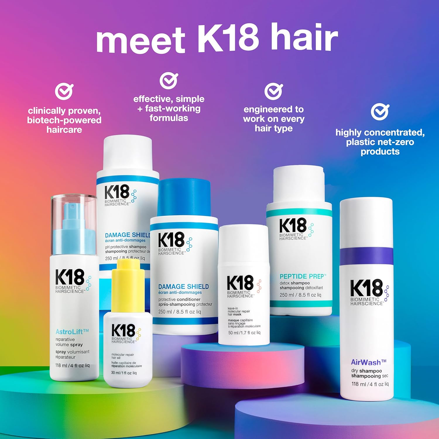 K18 Leave-In Molecular Hair Mask, Repairs Dry or Damaged Hair.