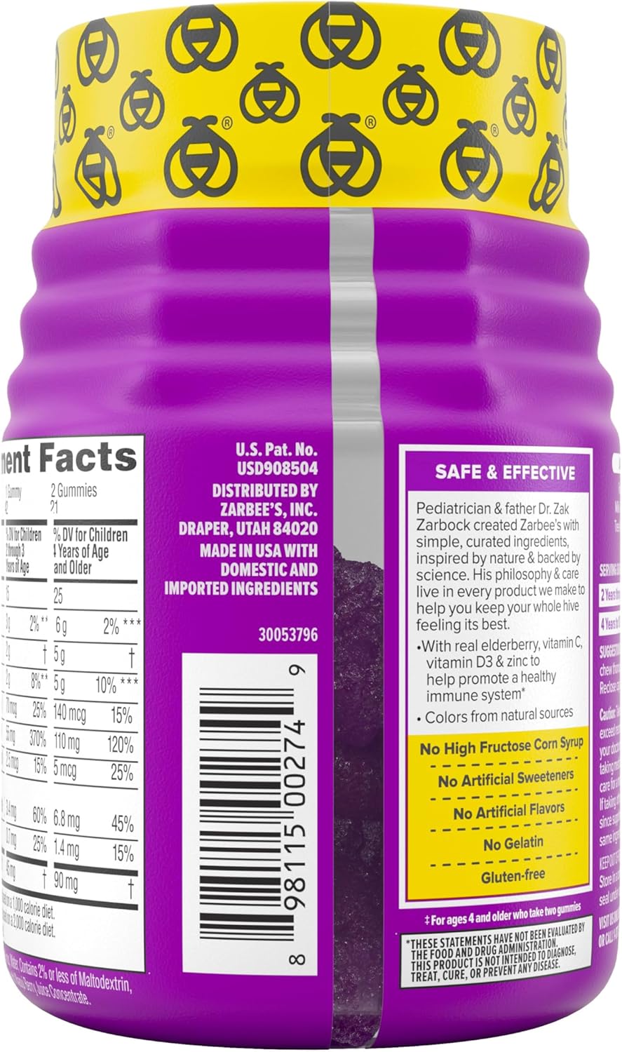 Zarbee’s Kids Elderberry Immune Support Supplement Gummies,